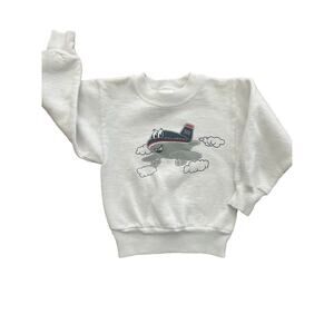 Hanes White Kids Sweatshirt with Airplane Design
